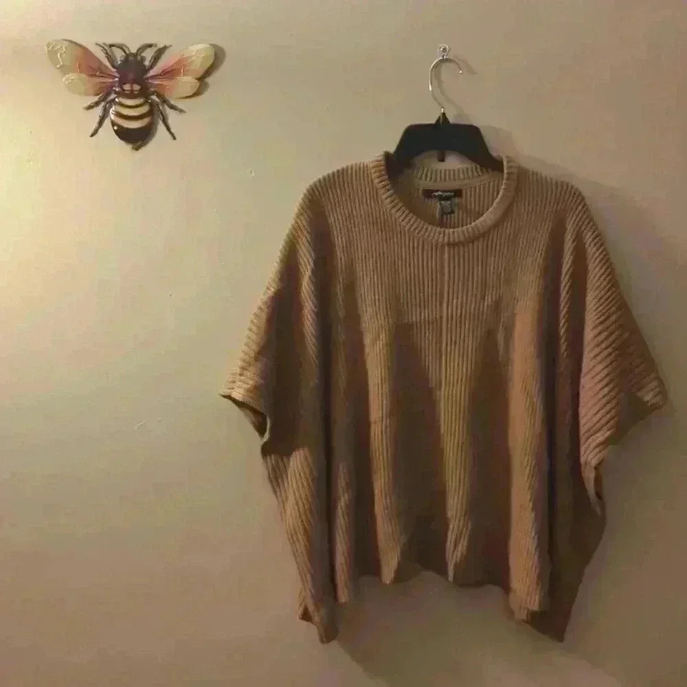 Angee Sweater Baxy Pull Over Brown Scoop Neck Acrylic One Size Fits All - Picture 1 of 4